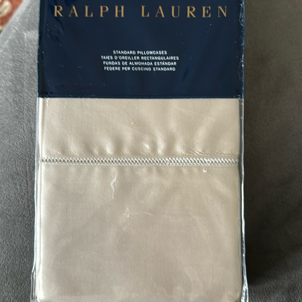 Ralph Lauren 624 Vintage Silver Sateen standard pillowcases.